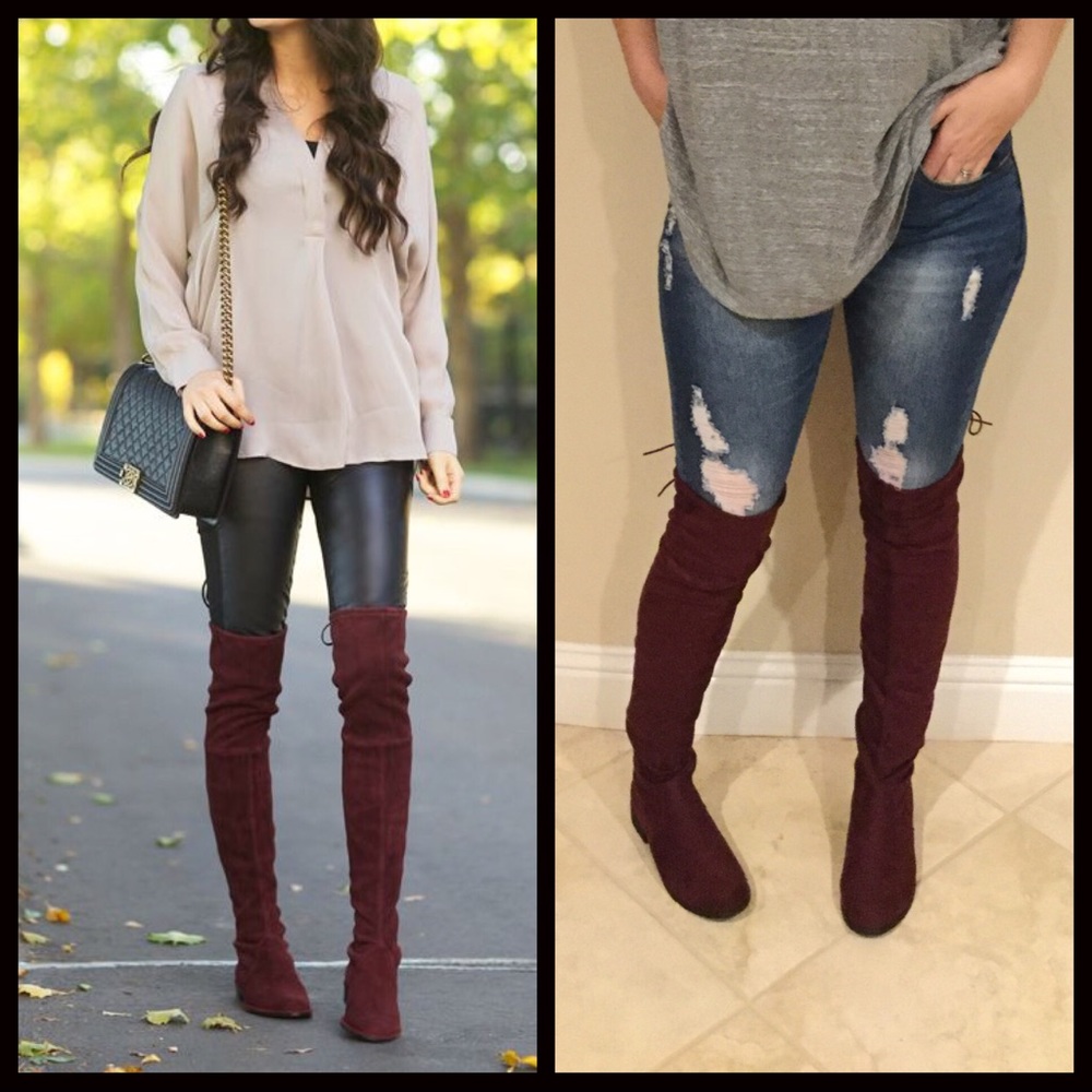 ALMOST GONE‼️Burgundy Over the Knee Boots